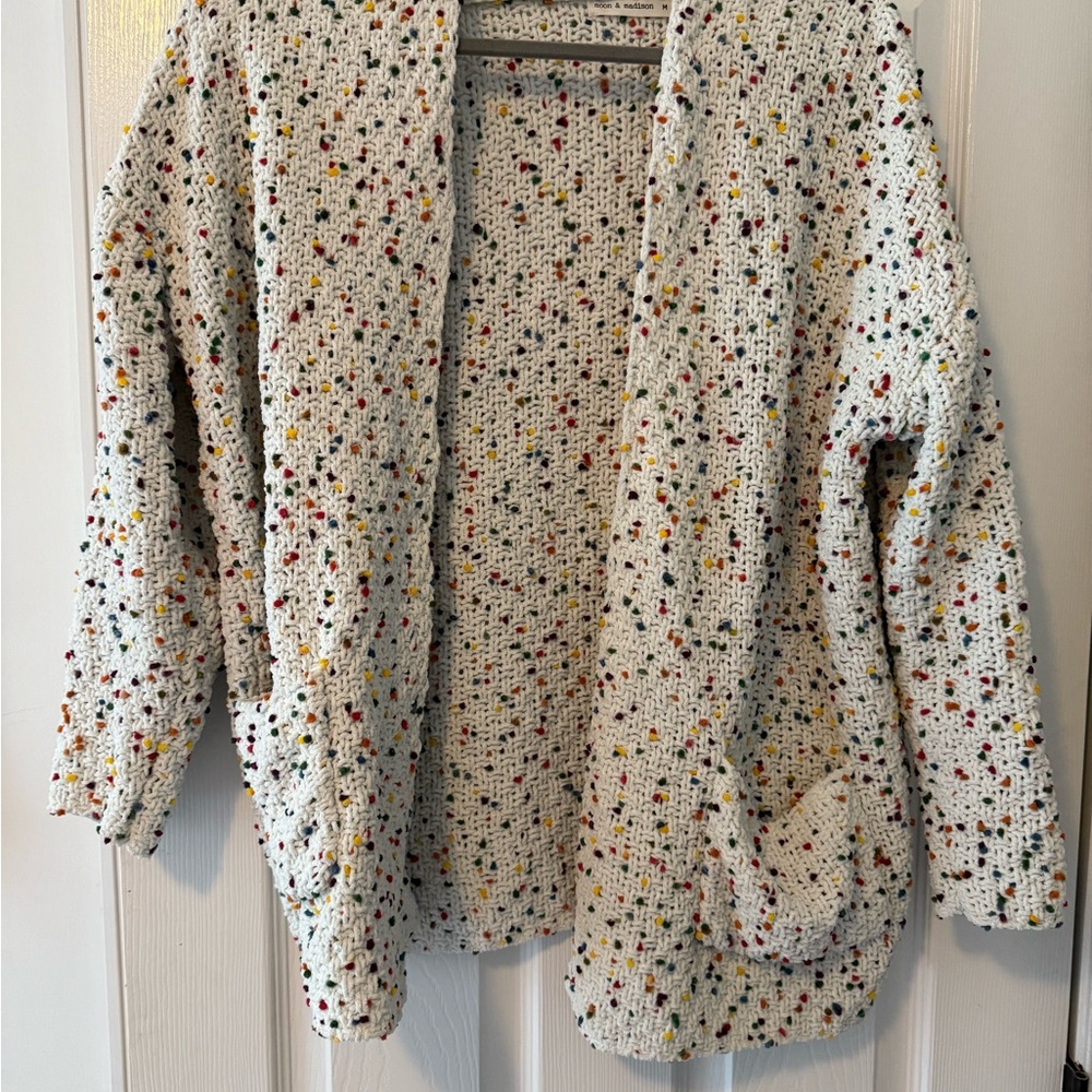 Moon & Madison Multicolor Speckled Knit Cardigan